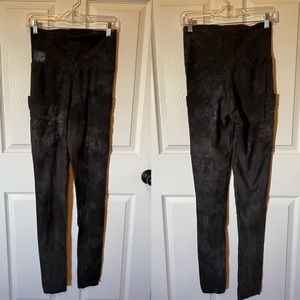 Flowerpot handmade black/purple/blue leggings